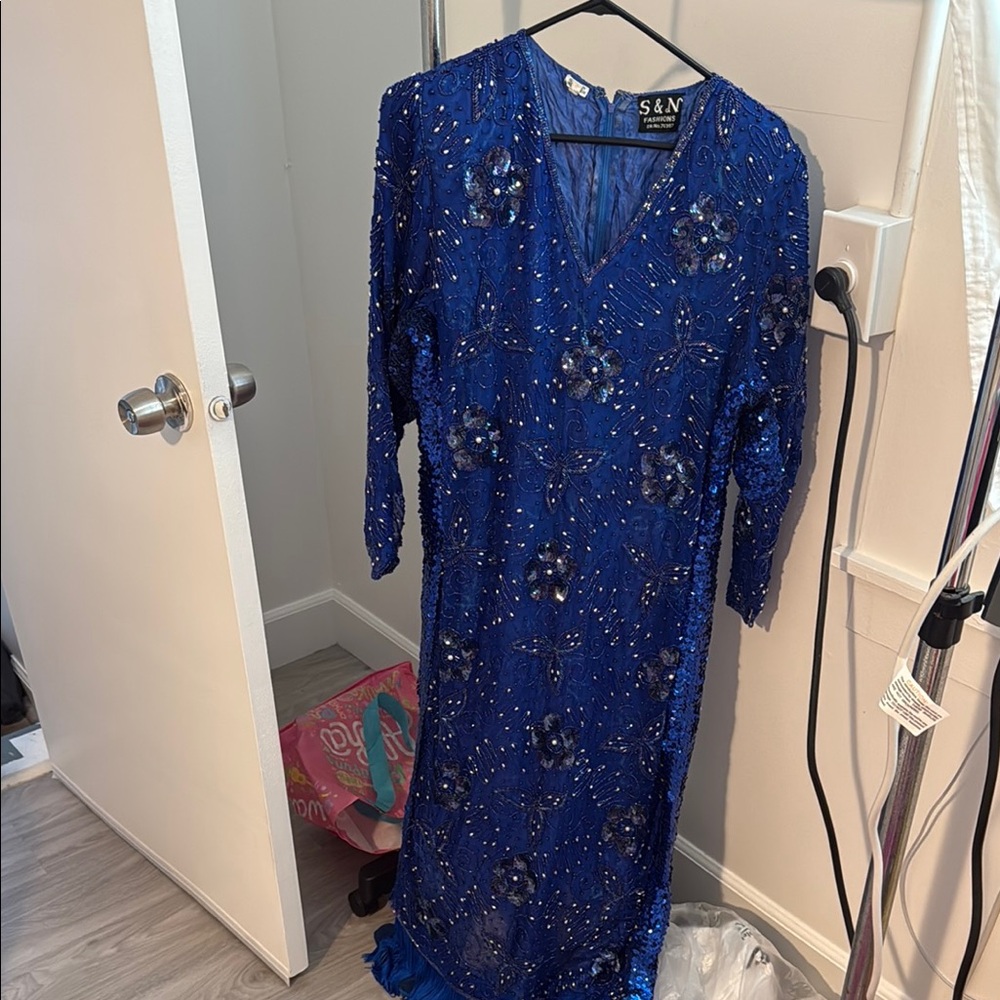 Women's Blue Embellished Dress